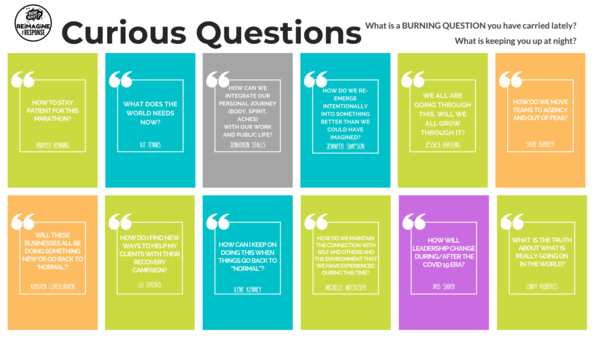 Curious Questions cards used in Virtual Meetings to bring burning questions team members have
